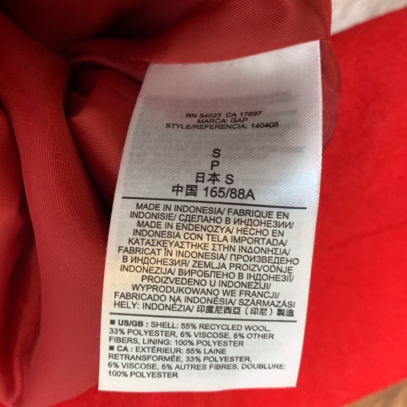 Gap Red Wool Blend Moto Jacket - Picture 5 of 8